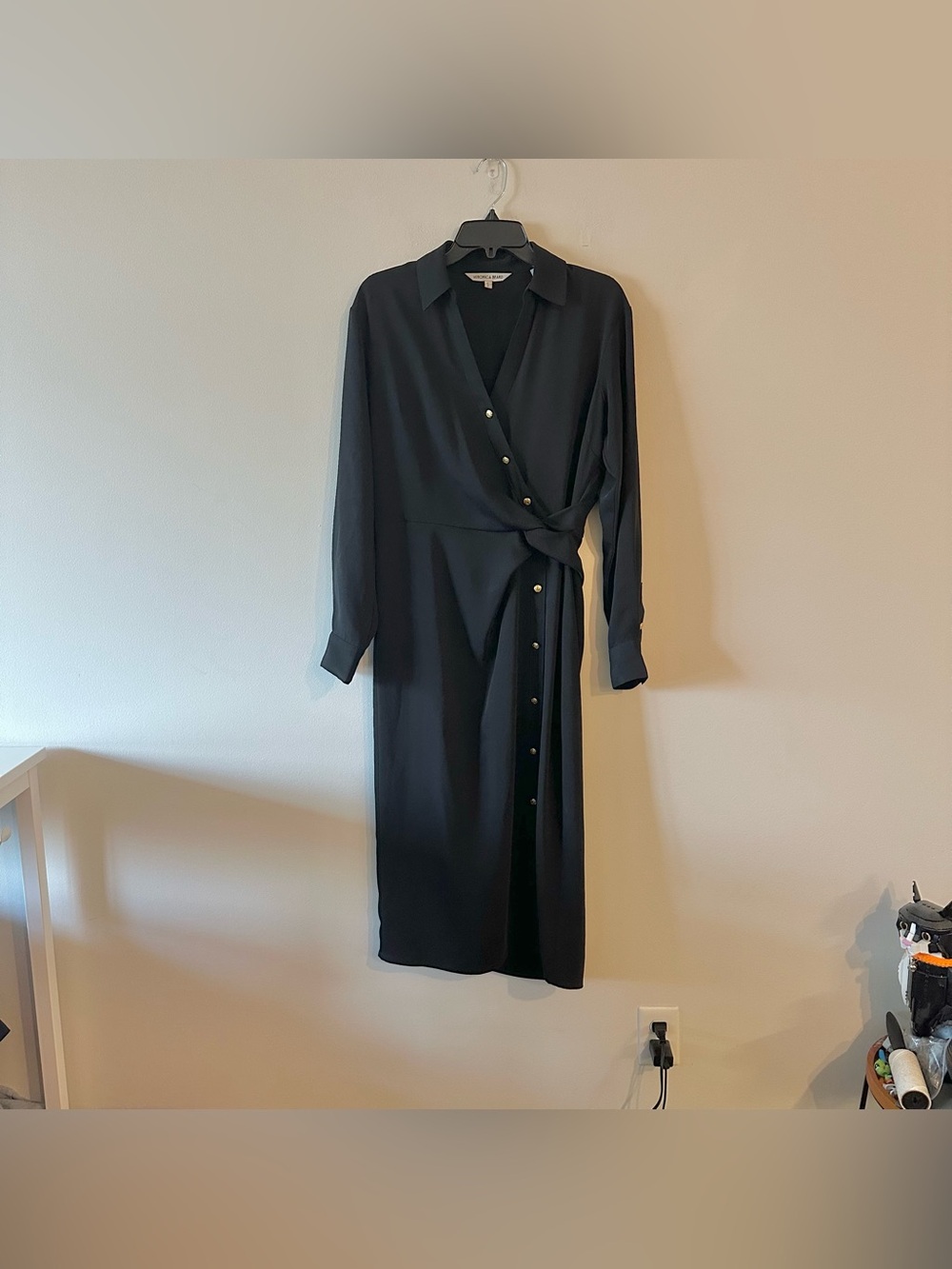 Veronica Beard Wright Shirt Dress Midi Black Crepe 6 Wrap Button Minimalist
Gr